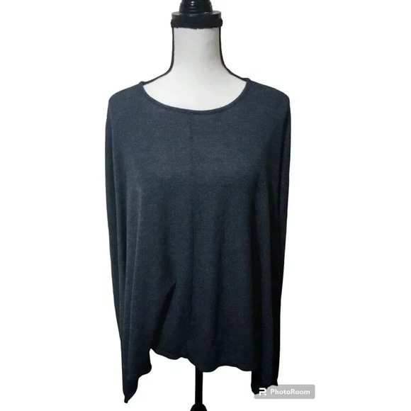 fresh produce Tops - Fresh Produce Studio Top Relaxed Fit Charcoal Gray Asymmetrical Hem Soft M/L